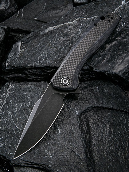 CIVIVI Baklash Flipper Folding Knife, G10 Black/Carbon Fiber, 801I - Click Image to Close