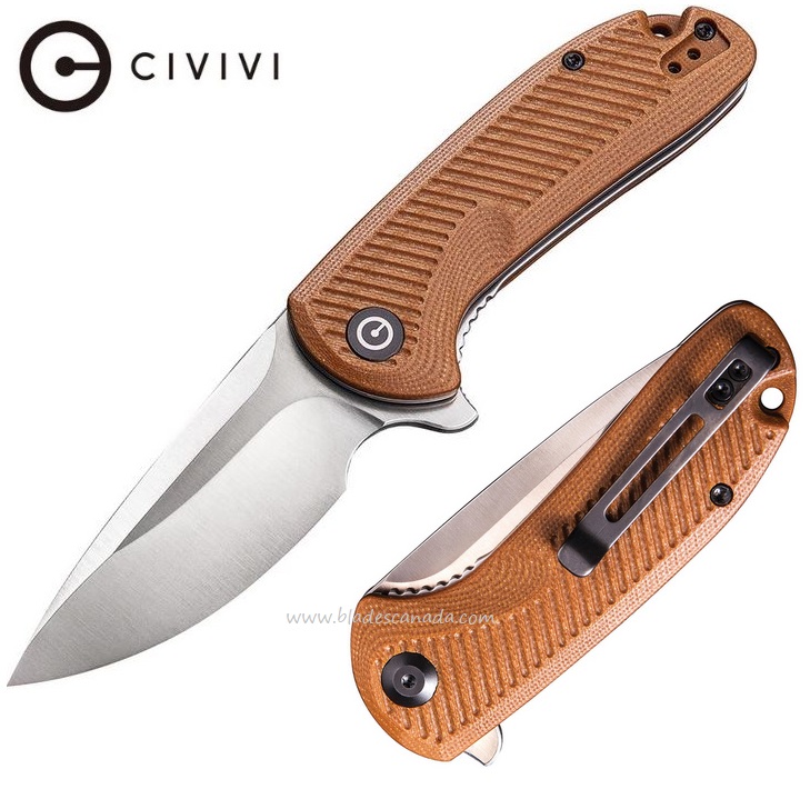 CIVIVI Durus Flipper Folding Knife, D2, G10 Brown, 906B
