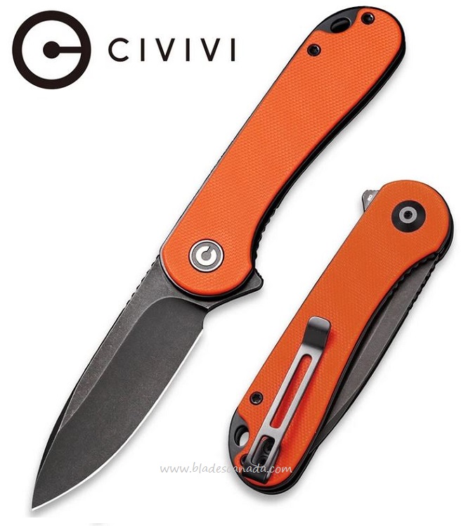 CIVIVI Elementum Flipper Folding Knife, D2 Steel Black, G10 Orange, 907Y