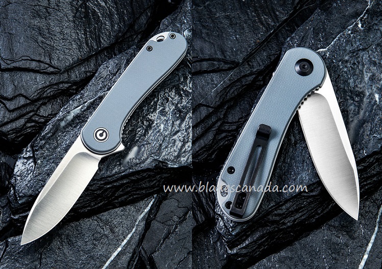 CIVIVI Elementum Flipper Folding Knife, D2, G10 Grey, 907B