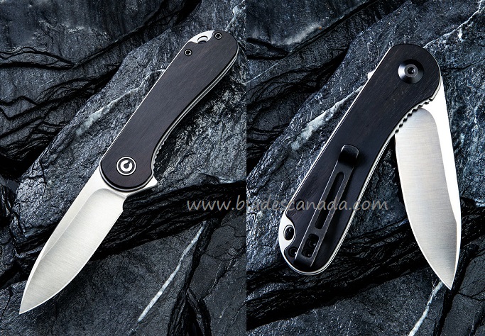 Civivi Elementum Flipper Folding Knife, D2, Wood Handle, C907D
