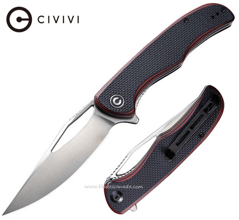 CIVIVI Shredder Flipper Folding Knife, D2, G10 Black/Red, 912B - Click Image to Close