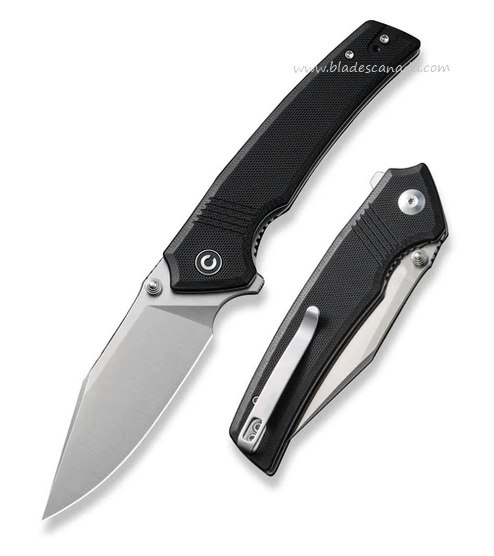 CIVIVI Tranquil Flipper Folding Knife, 14C28N Satin, G10 Black, 23027-1