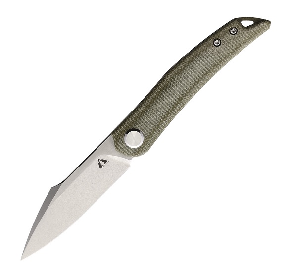 CMB Made Kisame Folding Knife, K110 Satin, Micarta Green, CMB03G