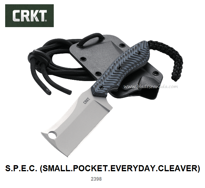 CRKT S.P.E.C Cleaver Fixed Blade Knife, G10 Blue/Black, CRKT2398
