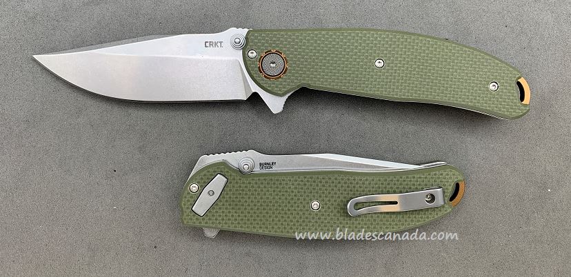 CRKT Butte Flipper Folding Knife, Assisted Opening, D2 Stonewash, G10, 2471