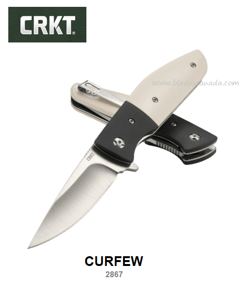 CRKT Curfew Flipper Folding Knife, Assisted Opening, White Fiber/Aluminum, CRKT2867