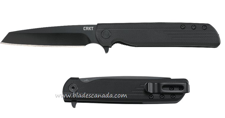 CRKT LCK Blackout Flipper Folding Knife, Assisted Opening, GFN Black, CRKT3802K