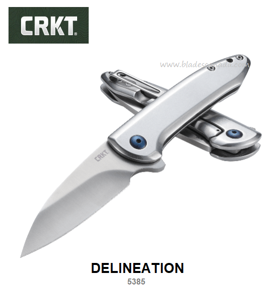 CRKT Delineation Flipper Framelock Knife, Assisted Opening, Stainless Handle, CRKT5385