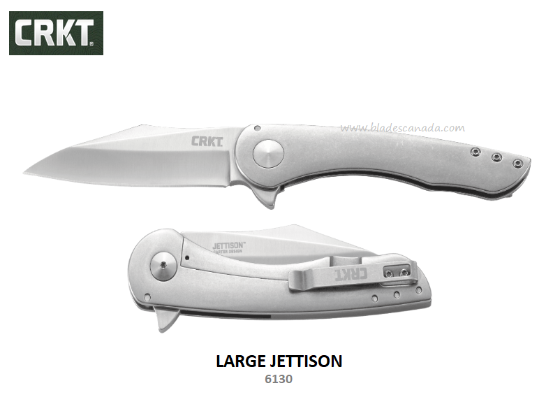 CRKT Large Jettison Framelock Flipper Knife, Stainless Handle, CRKT6130