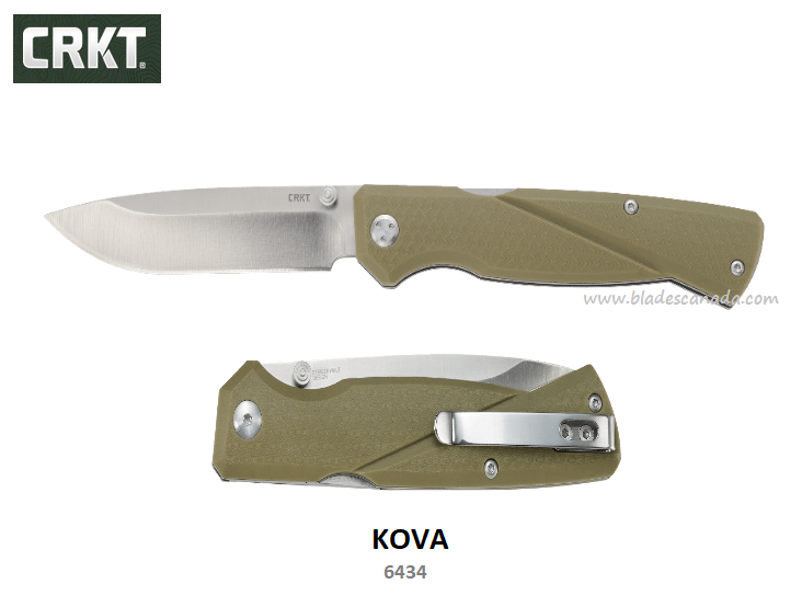 CRKT Kova Front Lock Folding Knife, GRN OD Green, CRKT6434