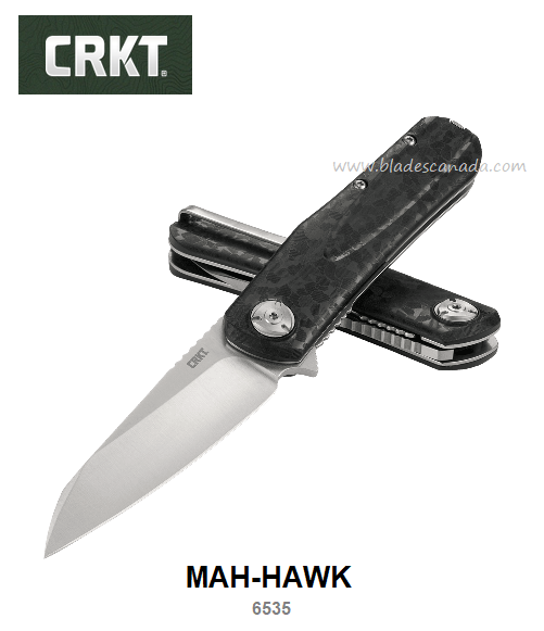 CRKT Mah-Hawk Flipper Folding Knife, Spring Assisted, D2, GRN Black, CRKT6535