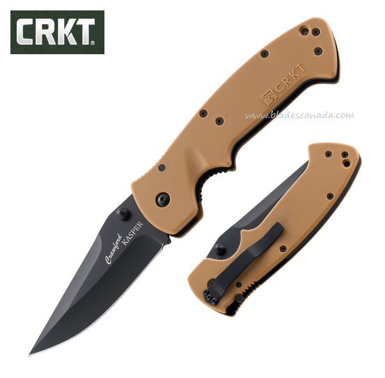 CRKT Crawford Kasper Folding Knife, Stainless Black, Nylon Tan, CRKT773DB