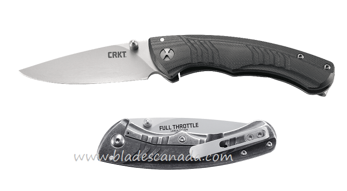 CRKT Full Throttle Framelock Folding Knife, Assisted Opening, G10 Black, CRKT7031