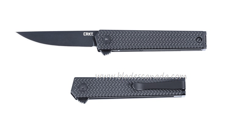 CRKT CEO Microflipper Folding Knife, Black D2, Black Aluminum, 7081D2K
