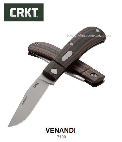 CRKT Venandi Slipjoint Folding Knife, G10 Brown/Black, CRKT7100