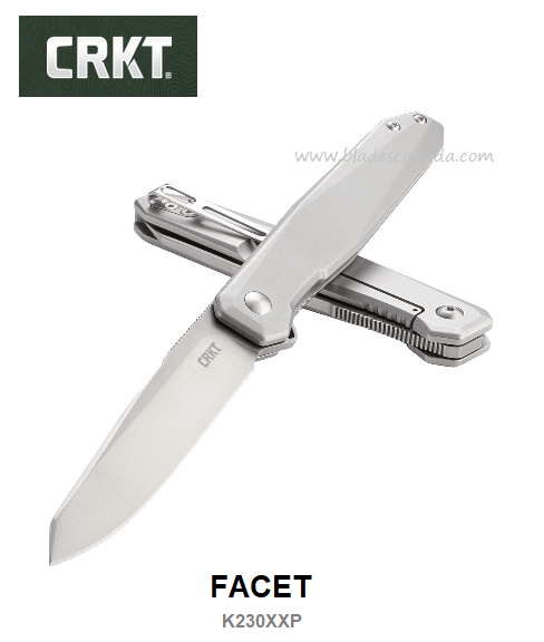 CRKT Facet Flipper Framelock Knife, Assisted Opening, D2 Satin, Stainless, CRKTK230XXP