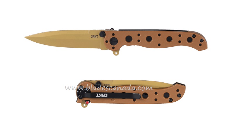 CRKT Carson Linerlock Flipper Knife, D2 Spear Point, Desert Tan GRN, M16-01DZ