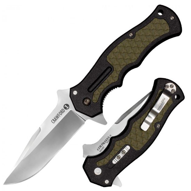 Cold Steel Crawford Model 1 Folding Knife, 4034SS Steel, Green/Black Handle, 20MWC - Click Image to Close