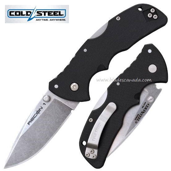 Cold Steel Mini Recon 1 Folding Knife, AUS 10A Spear Point, CS27BAS