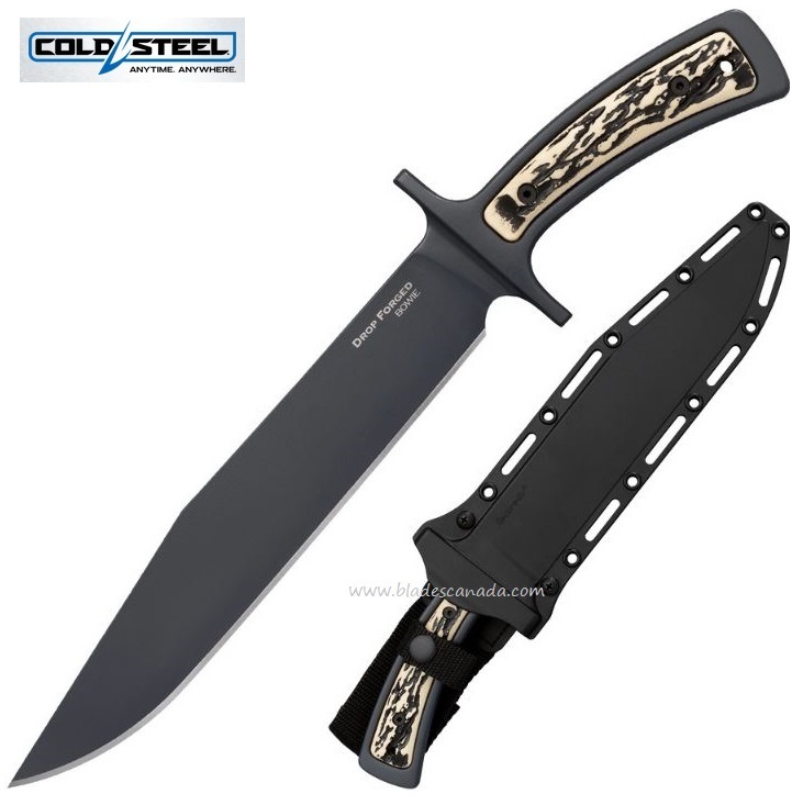 Cold Steel Drop Forged Bowie Fixed Blade Knife, 52100 Carbon, Secure-Ex Sheath, CS36MK