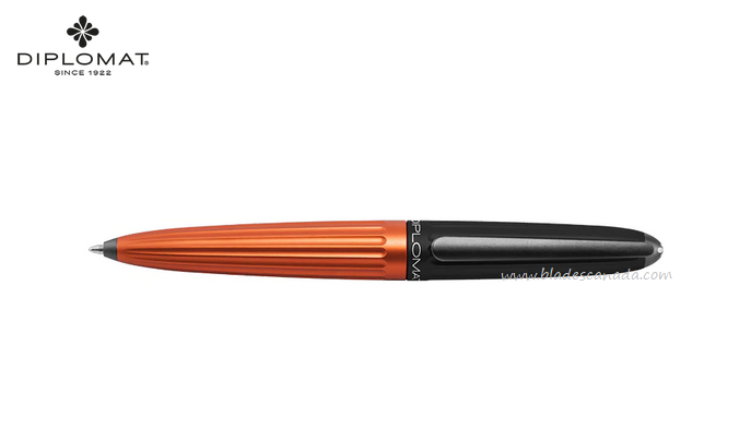 Diplomat Aero Ballpoint Pen, Aluminum Black/Orange, 40313040