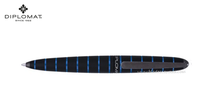 Diplomat Elox Rollerball Pen, Aluminum Ring Black/Blue, 40352030