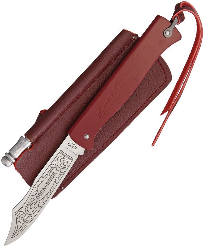 Douk-Douk 815GMCOLR Slipjoint Folding Knife, Red Handle, Slip Sheath, DD815GMCOLR