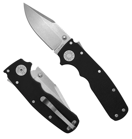 Demko Shark Cub Shark Lock Folding Knife, CPM 20CV Clip Point, G10 Black Peel Ply, 096926