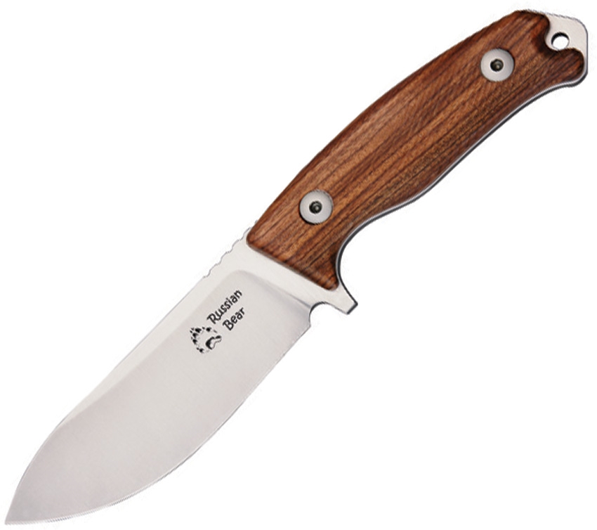 Dendra Russian Bear Fixed Blade Knife, Niolox, Santos Wood, F2STST