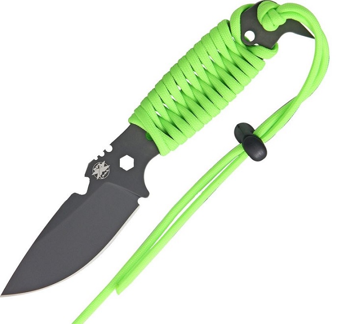 DPX HEST II Assault Fixed Blade Knife, Neon Green Paracord, Cordura Sheath, HSX026