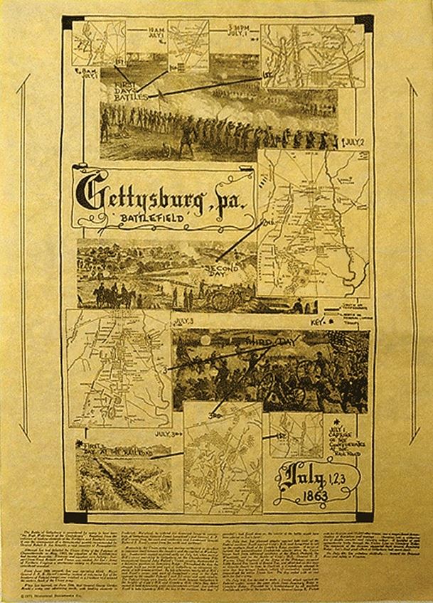 Denix DX82 Gettysburg Battlefield Map Poster