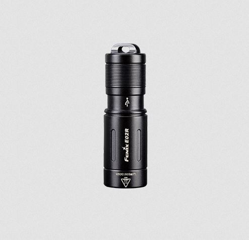 Fenix E02R Rechargeable Keychain Flashlight Black - 200 Lumens