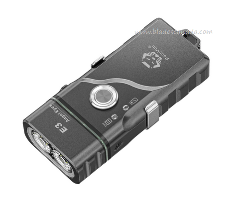 Rovyvon E3 Hybrid Pocket Flashlight, Aluminum Gunmetal, Dual Warm/Cool White LEDs, 550 Lumens