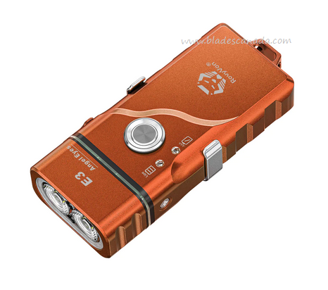 Rovyvon E3 Hybrid Pocket Flashlight, Aluminum Orange, Dual Warm/Cool White LEDs, 550 Lumens