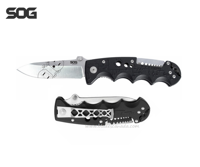 SOG Kilowatt Folding Knife, AUS 8 Satin, GRN Black, EL01