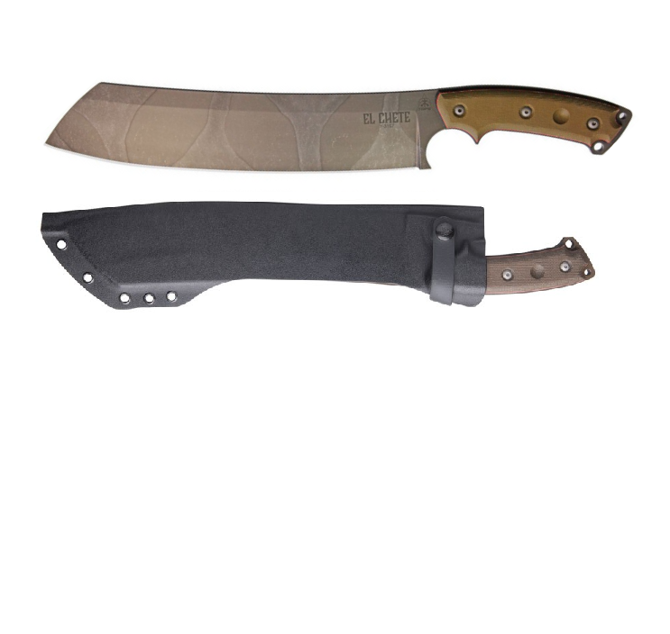 TOPS El Chete Fixed Blade Knife, 1095 Midnight Bronze Camo, Micarta Green, ELCH-03C