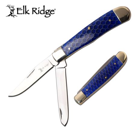 Elk Ridge ER938BL Pocket Knife- Blue (Online Only)