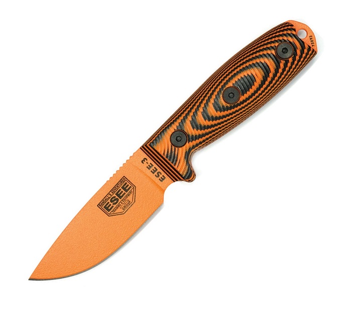 ESEE 3PMOR-006 Fixed Blade Knife, 1095 Carbon Orange, G10 3D Black/Orange