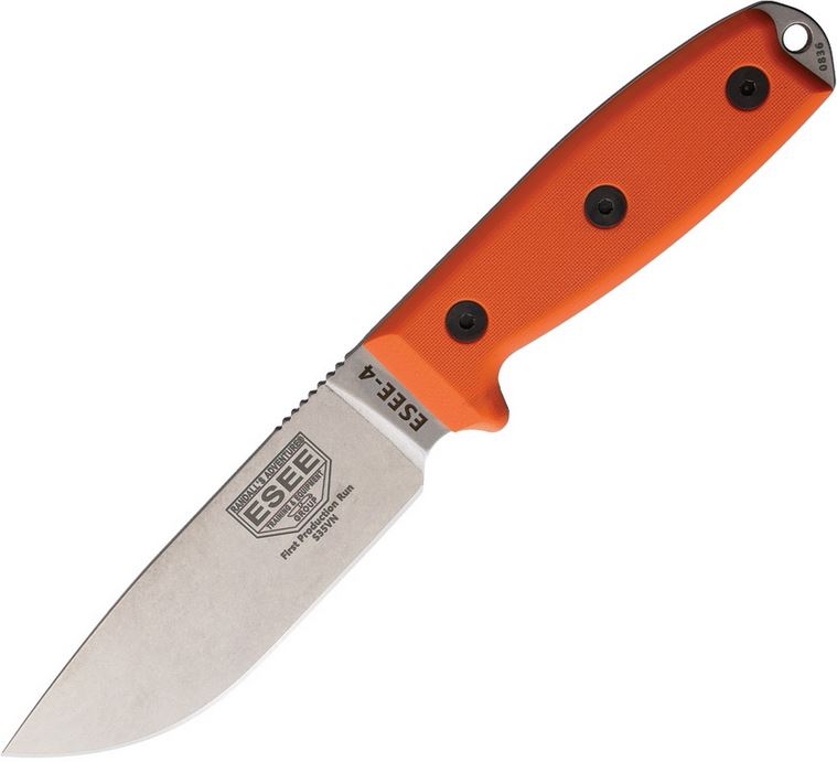 ESEE Model 4 Fixed Blade Knife, S35VN, G10 Orange, ESEE4P35VOR
