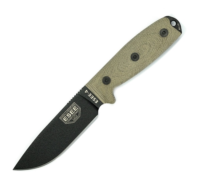 ESEE 4PB-017 Fixed Blade Knife, 1095 Carbon, 3D Canvas Micarta - Click Image to Close