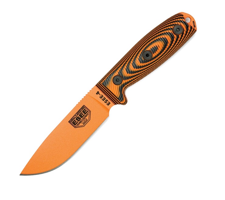 ESEE 4POR-006 Fixed Blade Knife, 1095 Carbon Orange, G10 3D Black/Orange