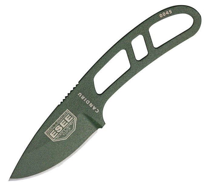 ESEE Candiru Fixed Blade Knife, 1095 Carbon OD Green, Molded Sheath