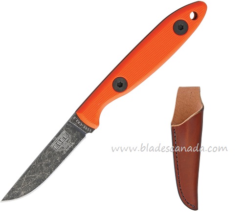 ESEE CR2.5-OR Rowen Camp Lore Fixed Blade Knife, 1095 Carbon, G10 Orange, Leather Sheath