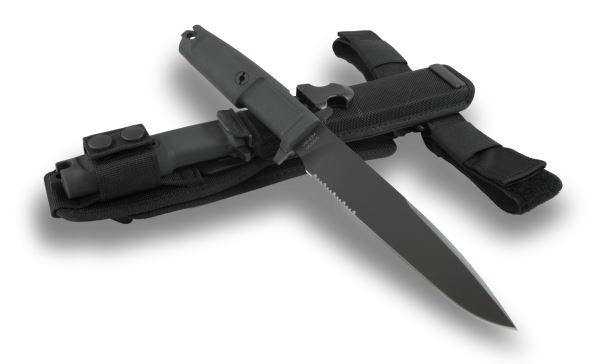 Extrema Ratio Venom Black Fixed Blade Knife, Bohler N690, Nylon Leg Sheath