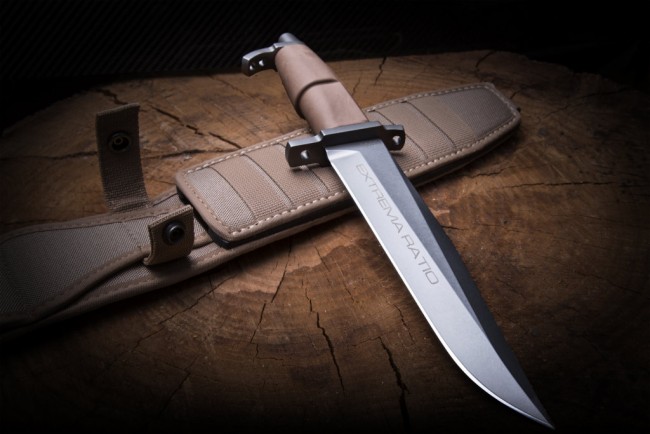 Extrema Ratio A.M.F. Fixed Blade Knife, N690, Desert MOLLE Sheath