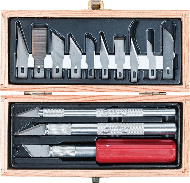 Excel 44282 Hobby Knife Set in Wooden Box - Click Image to Close