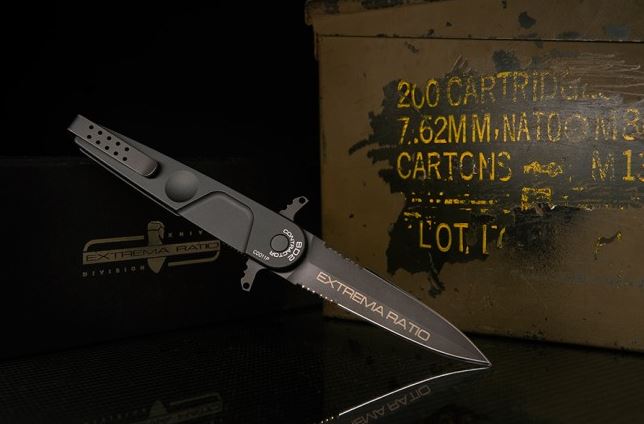 Extrema Ratio BD2 Contractor Folding Knife, Bohler N690 Double Edge, Aluminum Black