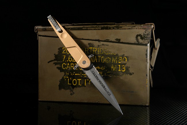 Extrema Ratio BD4 Contractor Folding Knife, N690 Double Edge, Aluminum Desert