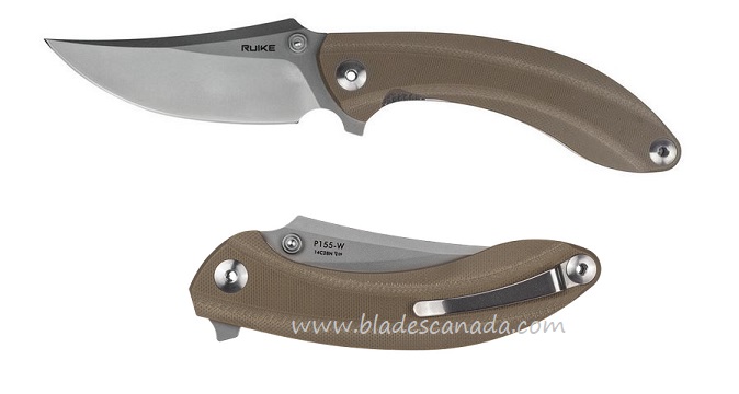 Ruike P155-W Flipper Folding Knife, 14C28N Sandvik, G10 Desert Tan